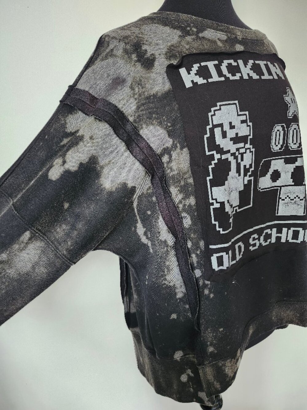 Hand Made Nintendo Mario Kickin It Old School Long Sleeve Tie Dye Sweatshirt